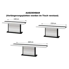 designimpex HE-555 160 x 75 x 89 cm schwarz/weiß hochglänzend