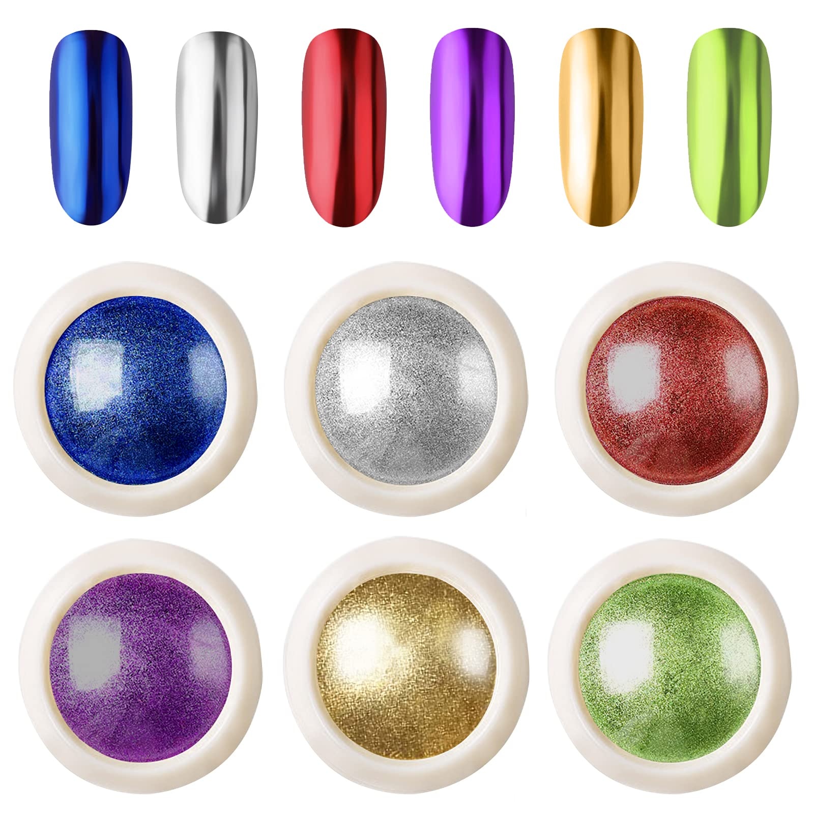 Nagelpuder Set, Pearl Powder Metallic Nail Art Pulver, Nail Chrome Glitzerpuder Pulver Mirror Powder Set,für Salon Home Nail Art DIY(07)