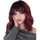 JcziJcx Perücke Damen Lace Front Wig Echthaar Perücke Kurz 4x4 Lace Closure Wig Human Hair Wig Red Ombre Wig 1B99J Body Wave Wig Brazilian Hair Wigs For Black Women 10 Zoll