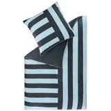 Esprit Bettwäsche 135x200 Baumwolle blau - Luxus Renforcé Bettwäsche Set 2teilig in Hotelqualität mit Reißverschluss - Streifen Muster - Bettdeckenbezug + Kopfkissenbezug 80x80cm - Öko-Tex