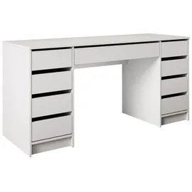 Mirjan24 Schreibtisch Ada Bis, Schlafzimmer Kosmetiktisch mit neun Schubladen (Farbe: Weiß)