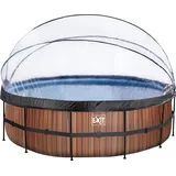 EXIT TOYS Wood Pool 488 x 122 cm inkl. Sandfilterpumpe, Abdeckung und Wärmepumpe