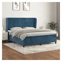 vidaXL Boxspringbett mit Matratze Dunkelblau 180x200 cm Samt