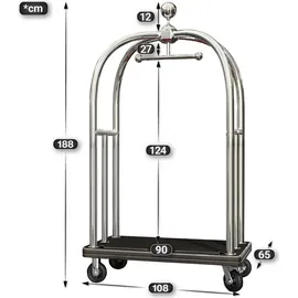 GGM Möbel HILTON | Hotelgepäckwagen | Chrom | max: 300kg | Gepäckwagen Hotelwagen, Kofferwagen