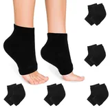 KASURE 5 Paar Gel Fersensocken, Feuchtigkeitsspendende Fußmaske Socken, Atmungsaktiv Fersensporn Bandage, Bequeme Hornhaut Socken, Fersenschutz Silikon für Verbessern Trockene und Rissige (Schwarz)