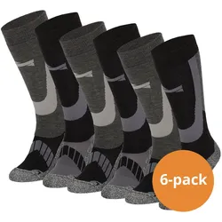 Skisocken / Snowboardsocken 6er-pack Herren und Damen - Merinowolle - Schwarz 45/47