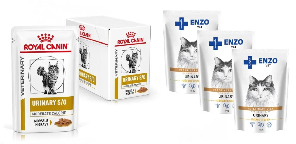 ROYAL CANIN Cat Urinary Moderate Calorie 12x85g Sauce + ENZO VET Urinary 3x100g (Mit Rabatt-Code ROYAL-5 erhalten Sie 5% Rabatt!)