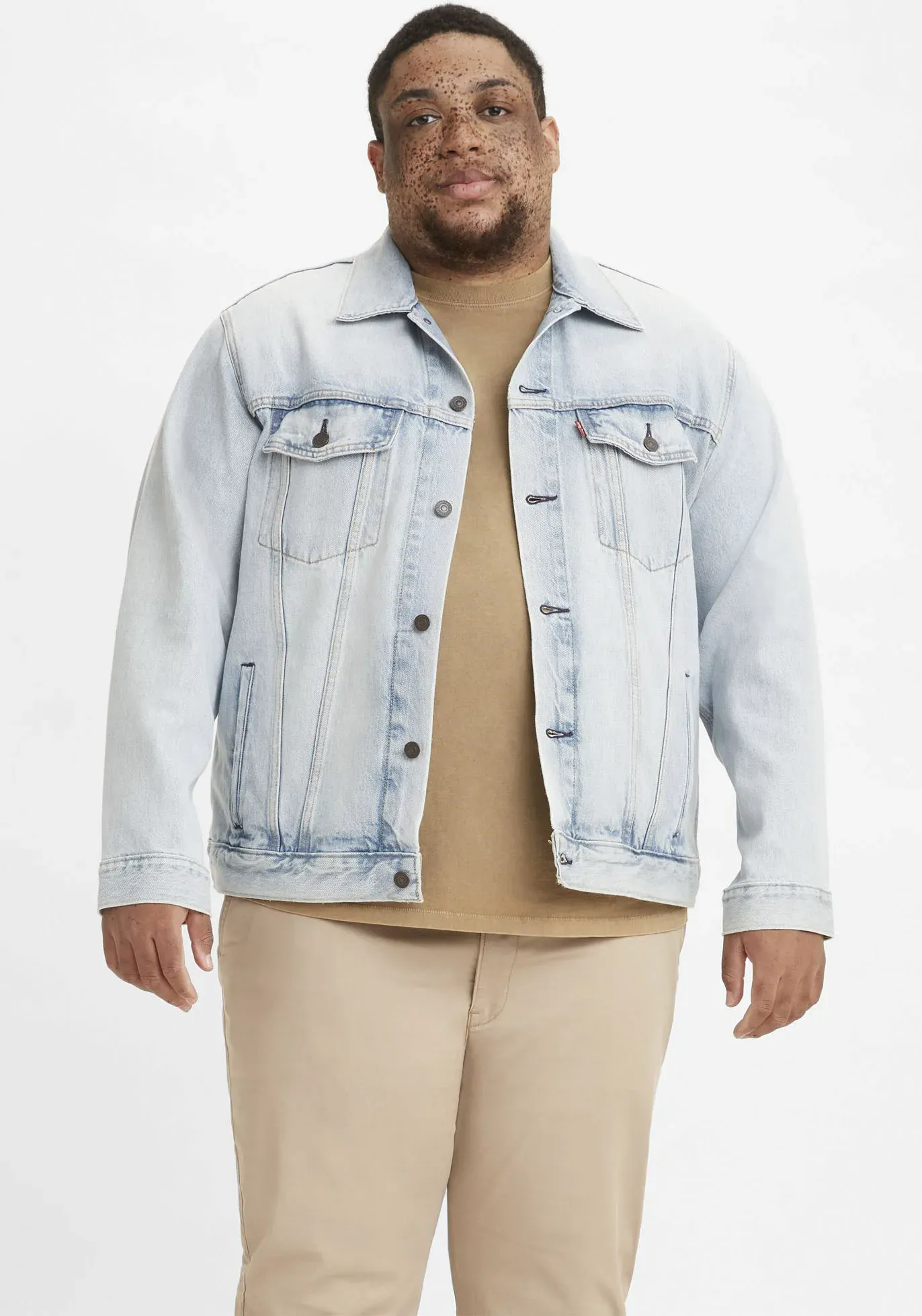 Jeansjacke LEVI'S PLUS "BIG TRUCKER" Gr. XXXL, blau (new light trucker) Herren Jacken Übergangsjacken