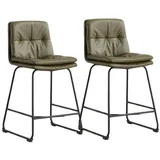 WAHSON OFFICE CHAIRS Barhocker Für Küche Aus Pu-leder Mit Metallfüssen Grün 2er Set Wahson