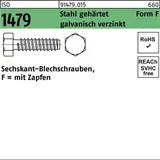 Industrial Quality Supplies ISO 1479 Form F Sechskant-Blechschraube VG 6,3x19 Stahl galvanisch verzinkt m. Zapfen