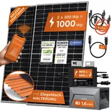 Solarway® 1000W Balkonkraftwerk mit Speicher 800W komplett Steckdose - neuester 800 Watt Wechselrichter - 1,6 kWh Anker Solix 1-500W Solarmodule & Envertech & Anker