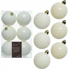 Kaemingk Weihnachtsbaumkugeln bruchfest 8 cm 6 Stück weiß glanz matt