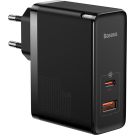 Baseus 100W GaN5 Pro Fast Charger (100 W, Power Delivery 3.0, Quick Charge 4.0), USB Ladegerät, Schwarz