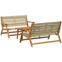 VidaXL Gartenstühle mit Tisch 3 Teile Beige Massivholz Akazie