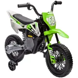 aiyaplay Kinder Elektro-Motorrad, 12V Kindermotorrad mit Musik, Kinderfahrzeug mit abnehmbar Trainingsrädern, 2,4-5 km/h, für 3-6 Jahre Kinder, max. 30 kg, Grün