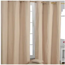Homescapes Gardinen mit Ösen unifarben beige im 2er Set, 182 x 137 cm - Homescapes