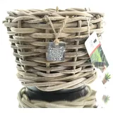 Van der Leeden DRYPOT® Rattan Pflanzgefäß Grau Ø ca. 20 cm - Sylter Körbe