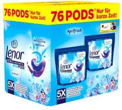 Lenor All in 1 PODS Universalwaschmittel Aprilfrisch 8006540925645 , 1 Packung = 2 x 38 Pods à 19,3 g