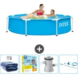 Intex Schwimmbecken mit rundem Rahmen – 244 x 51 cm – Blau – im Lieferumfang enthalten Accessoire CB14 - Intex