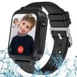 LITEYPP Smartwatch Kinder, 4G Kinder Smartwatch mit GPS und Telefon, Kinderuhren, WLAN, SOS, Wecker, Schulmodus, Wasserdicht, Geschenke für Jungen Mädchen, Armbanduhr Kinder Junge(Schwarz)