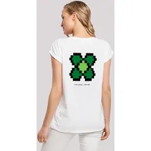 F4NT4STIC T-Shirt Silvester Happy New Year Pixel Kleeblatt in weiß | Gr.: M