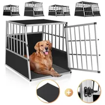 Cadoca® Cadoca Hundetransportbox L robust verschließbar aus Aluminium Autotransportbox Tiertransportbox