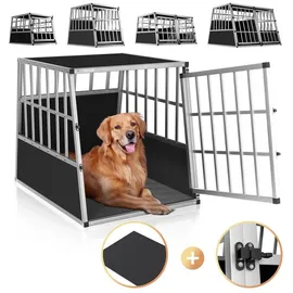 Cadoca® Cadoca Hundetransportbox L robust verschließbar aus Aluminium Autotransportbox Tiertransportbox