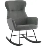 Ti'me Schaukelsessel, Grau, Holz, Metall, Textil, Kautschukholz,Kautschukholz, massiv,Hartholz, 65x97x94 cm, Wippfunktion, Wohnzimmer, Sessel, Schaukelstühle