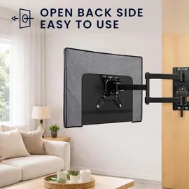 kwmobile 55" TV Abdeckung Indoor - Fernseher Hülle Bildschirmschutz Abdeckung - TV Bildschirm Staubschutzhülle - Fernsehabdeckung - Leinen Dunkelgrau