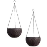 Hti-Living Nessa 2er Set Blumenampel Rattanoptik 0 x 0 x 0 cm Braun