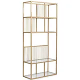 JVmoebel Modernes Bücherregal mit goldfarbenem Metallrahmen und Glasböden