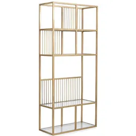 JVmoebel Modernes Bücherregal mit goldfarbenem Metallrahmen und Glasböden