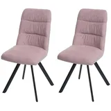 Mendler 2er-Set Esszimmerstuhl HWC-J69, Küchenstuhl Stuhl, drehbar Auto-Position, Samt ~ rosa