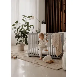 Sämann – make a difference. Laufgitter, Grau, Holz, Echtholz,Buche, 100x74x75 cm, Babymöbel, Laufstall Baby