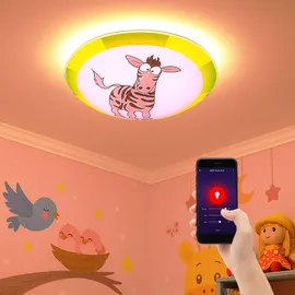 ETC Shop Decken Lampe Kinder Zimmer Motiv Zebra Alexa Google App im Set inkl. Smart Home Rgb Led Leuchtmittel