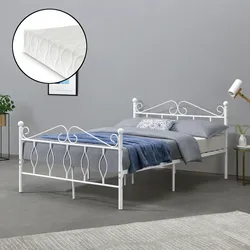 Metallbett Apolda 140x200 cm Jugendbett mit Kaltschaummatratze bis 300kg Weiß