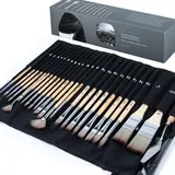 Artify Art Supplies ARTIFY 25-teiliges Premium Malpinselset, Flache Filbert Rund Fächer Liner Eckpinsel mit Canvastasche und Malspachtel für Acryl-Öl-Aquarell-Gouache-Körperbemalung