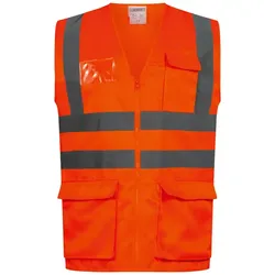 Mischgewebe-Warnweste "BASIC" Kl. 2 mit Taschen - XXL - Orange