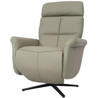 Relaxsessel HWC-L10, Design Fernsehsessel TV-Sessel Liegesessel, Liegefunktion drehbar, Voll-Leder grau