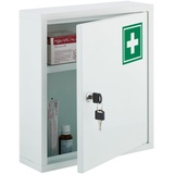 Relaxdays Medizinschrank, abschließbarer Apothekerschrank, für Medikamente, HxBxT: 36 x 31,5 x 10 cm, hängend, weiß/grün, Stahl