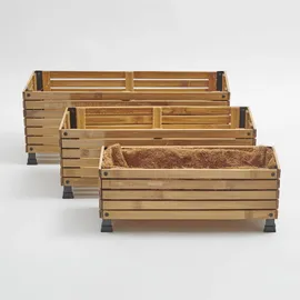 bambusbasis 3er Set Komplettset 30 x 20 x 15 cm Braun