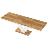 Design Esstisch Tisch HEV-111 ausziehbar 160 bis 256 cm, Farbe:Alteiche - Weiß Hochglanz