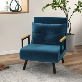Homcom Schlafsessel mit Schlaffunktion Polyester 73 x 81 x 63 cm Blau mit Kissen