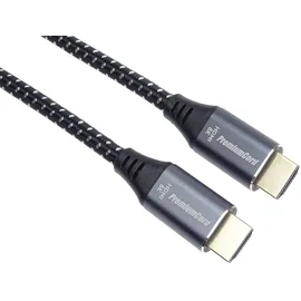 PremiumCord Ultra ​​HDMI 2.1 High Speed + Ethernet, Videoauflösung 8K@60Hz, Deep Color, 3D, EDID, ARC, HDR, 3X geschirmt, Textilkabel Geflecht, Vergoldet, Länge 0,5 m