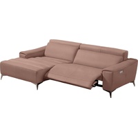 Egoitaliano Ecksofa Suzette, Designsofa mit hohem Sitzkomfort, mit Recamiere, inkl. 1 elektronischen Relaxfunktion, L-Form braun