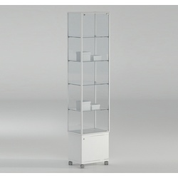 Glasvitrine schmal hoch mit Unterschrank Weiß JT-A51MAP