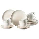 Ritzenhoff & Breker Kaffeeservice 18-teilig CARA, für 6 Personen - Beige - Weiß - Steinzeug