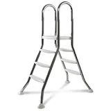 IDEAL Hochbeckenleiter 3/3-stufig V2A 1.4301 - Edelstahl Poolleiter mit Plattform - Für Beckenhöhe 0,90 bis 1,00 m - Ø 42 mm Holm - 2 x 3 ABS Stufen - Bis 120 kg