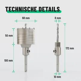 greate Bohrkrone 68 mm SDS Plus 1-tlg.