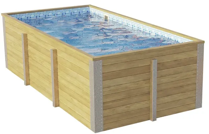 Weka Massivholzpool Siargao Gr. 1 - 45 mm - 416 x 200 cm Poolfolie: Mosaik blau